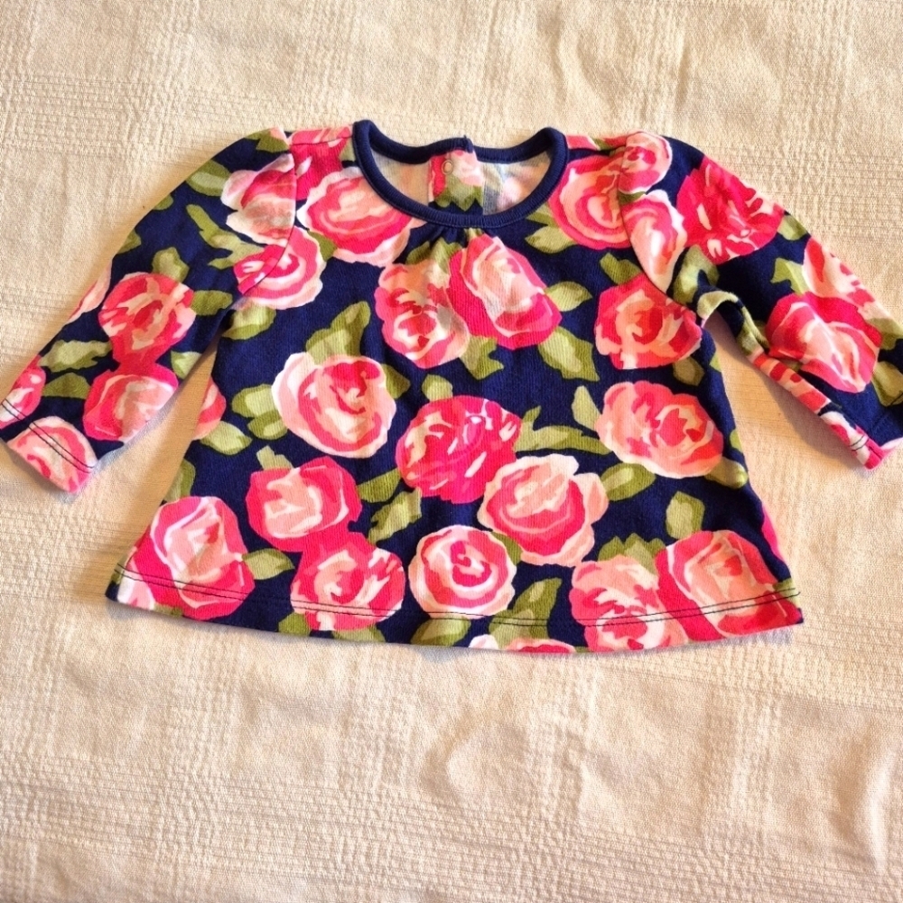 Gymboree girls size 3-6 months floral long sleeve shirt VGUC